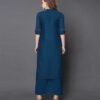 Saras Women Printed Rayon Straight Kurta  (Dark Blue) - Image 4