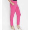 Slim Fit Women Pink Cotton Lycra Blend Trousers - Image 3