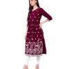 Purvi Women Embroidered Rayon Flared Kurta (Purple) - Image 3