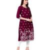 Purvi Women Embroidered Rayon Flared Kurta (Purple) - Image 5